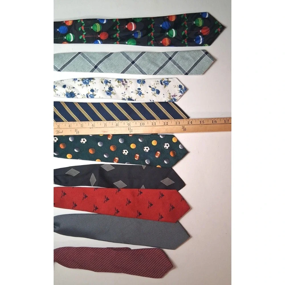 Lot of 9 Boys Zipper Pre-Tied Neckties Assorted Brands Colors Fabrics Patterns